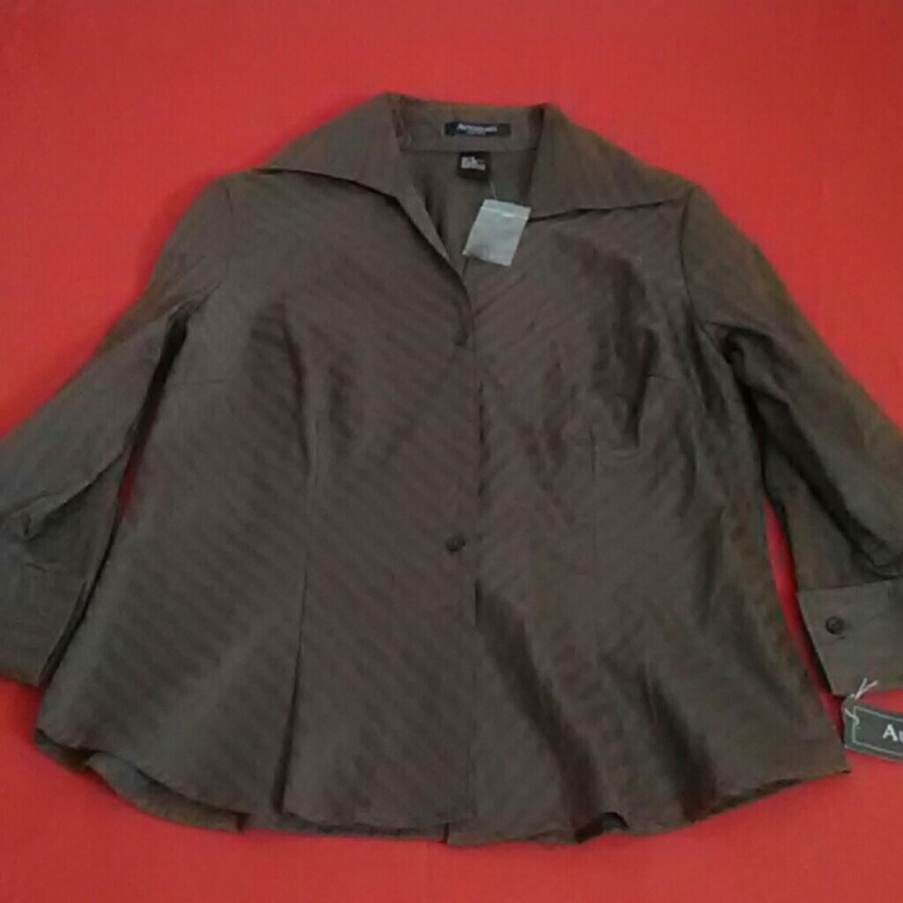 Autograph Brown Open Neck Shirt Medium NWT
